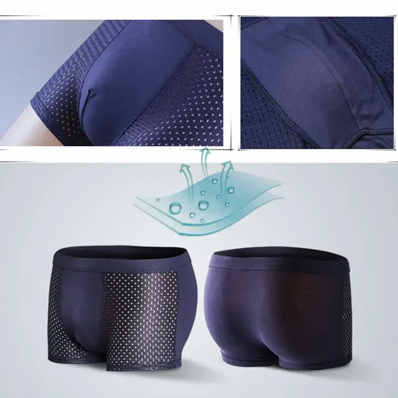Men's Panties Male Underpants Man Pack Shorts Boxers Underwear Slip Homme Calzoncillos Bamboo Hole Large Size — image 3