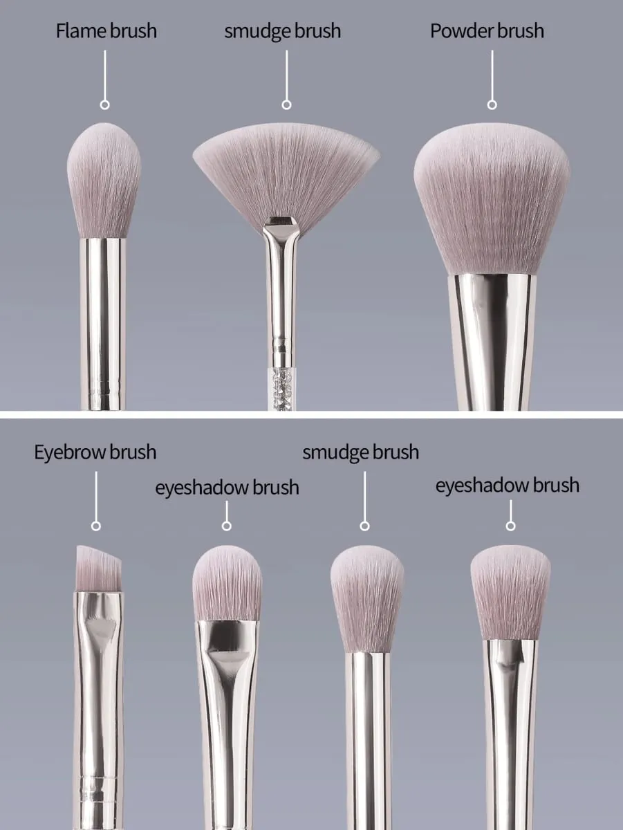 13PCS Silver Makeup Brush Set Plastic Transparency Diamond Handle Makeup Tool Set Makeup Gift Set Professional Makeup Brushes — image 6