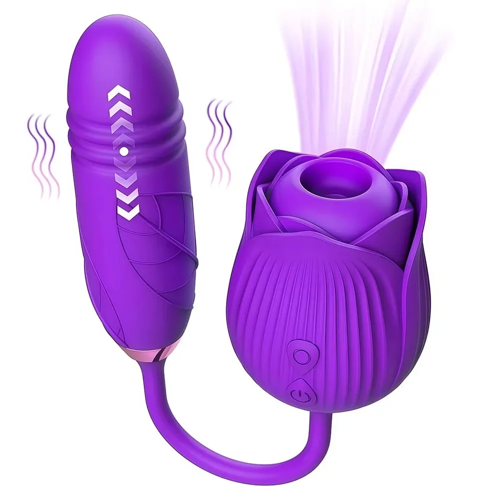 Rose Vibrator Toy for Women Clitoral Sucking Vibrator G-spot Thrusting Dildo Clit Nipple Sucker Vibrater Female Couple Sex Toys — image 1