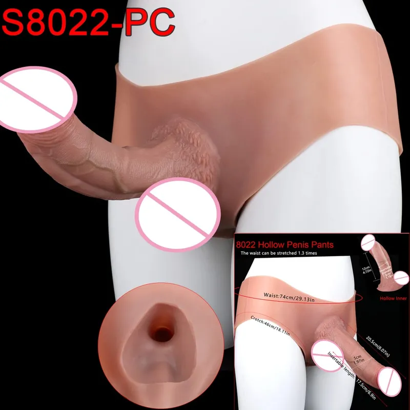 Gode ​​Long et creux à sangle pour homme, pénis Ultra réaliste, manches longues, pantalon, couverture de coq masculin, jouets sexuels