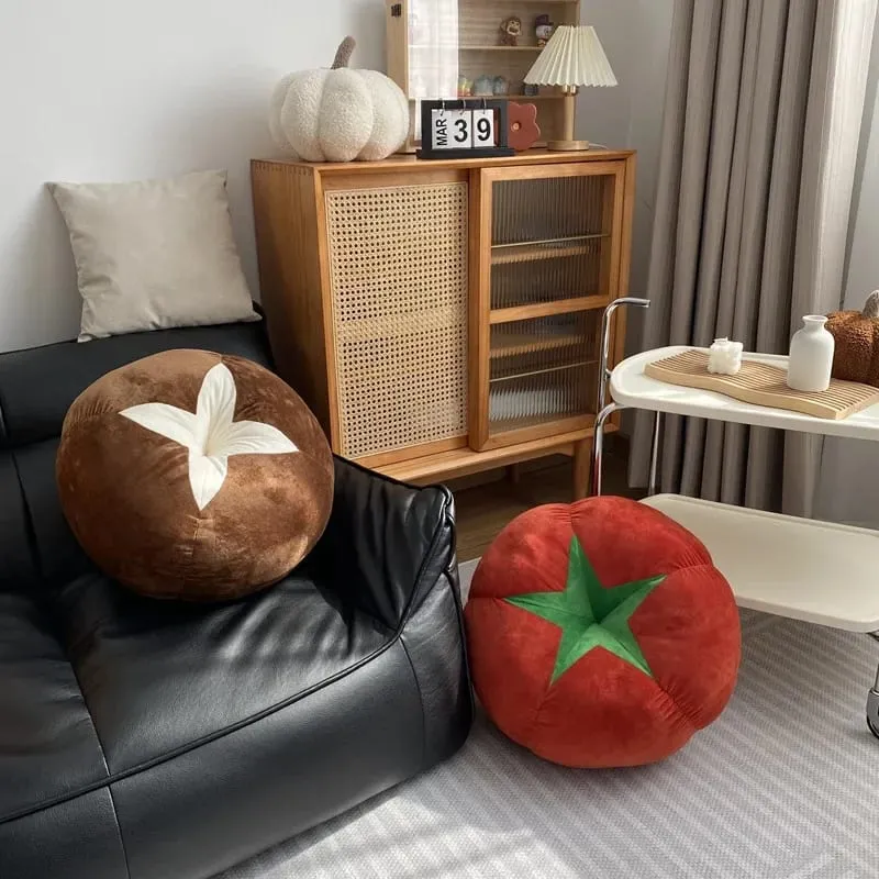 Thickened Cushion with Tomato-Shaped Pillow Vegetable Mushroom Persimmon Round Cushion Pad for Window Seat Pillows for Bedroom — image 3