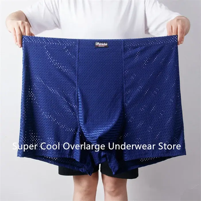 Summer Mesh Boxers For Men 200KG Plus Size 13XL 12XL Underpants Male Panties High Waist 10XL Underwear Oversized Ice Silk Shorts — image 5