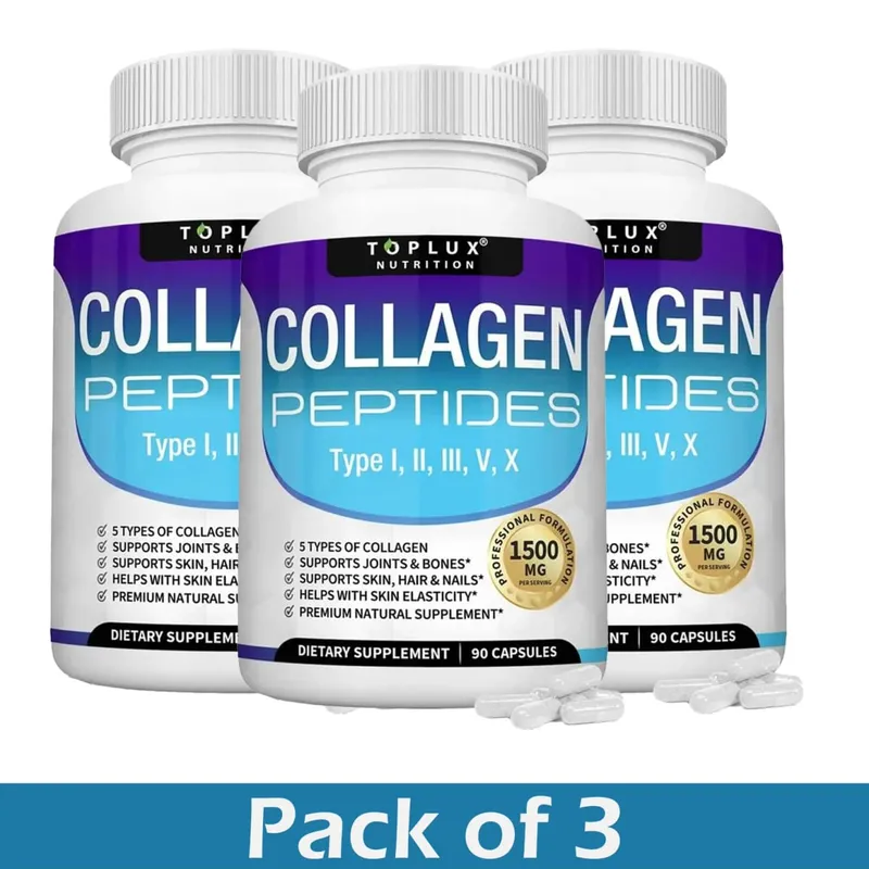 Multi Collagen Peptides Capsules 1800 mg - Hydrolyzovaný proteinový kolagenový komplex pilulky na podporu kloubů pokožky a vlasů pro muže, ženy