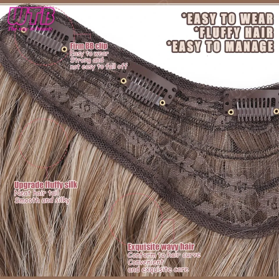 WTB Gradient Color Hair Extensions Synthetic Wig BB Clip Style Water Wave Pattern Suitable for Women's Daily Wear and Holidays