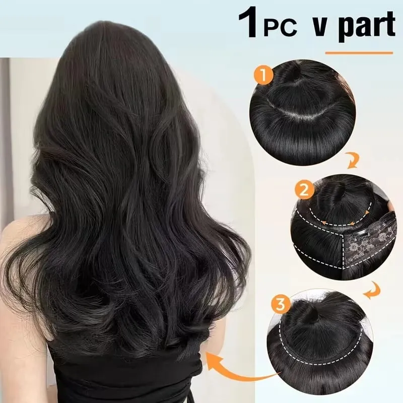 20Inch Synthetic 4 Clip Long Curly V-Shaped Hair Extension Natural Invisible Fashion Lazy Easy Wear Hairpiece for Women Party — image 5