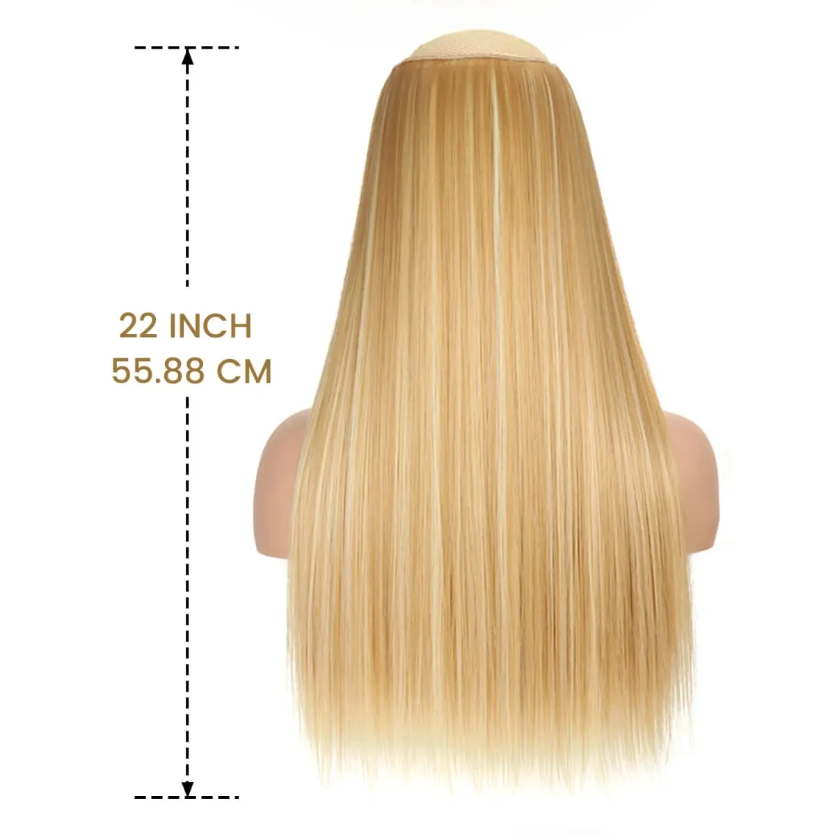Synthetic 5 Clips in one piece hair extensions 22inch long straight clip in hair for women girls daily party holiday — image 4