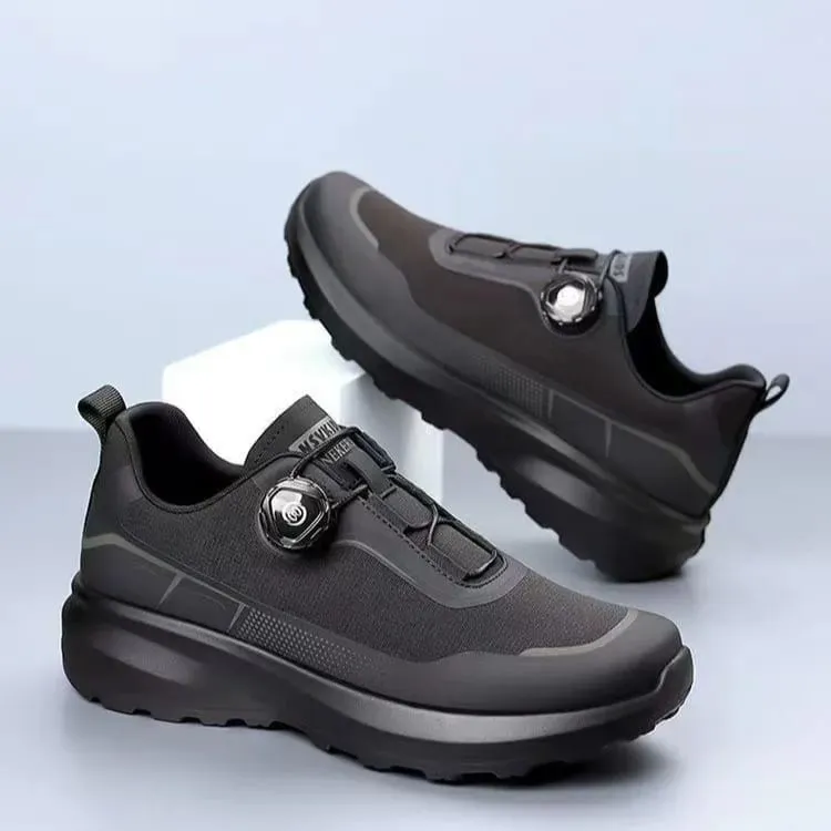 Lässige Herren-Laufschuhe mit drehbarem Knopf, schwarz, rutschfest, dicke Sohle, Outdoor-Sport-Sneaker zum Pendeln — image 3