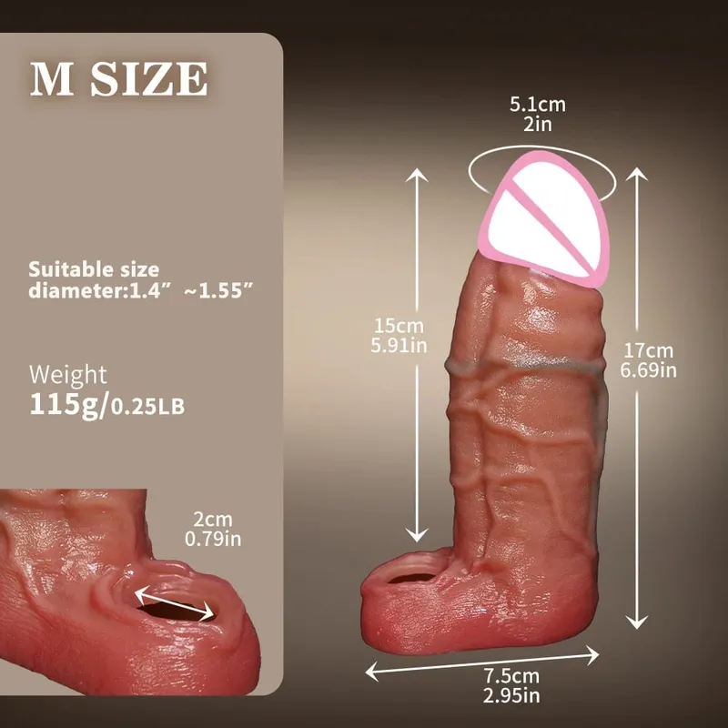 Men Sex Toys Reusable Realistic Stretchable Silicone Penis Ring Cock Ring Delay Ejaculation Semen Lock Ring Sex Toys for Men Penis Sleeve Soft Penis Dildo Locking Ring And Realistic Texture Sheath Cock Ring Penis Suitable For Men Couples Se — image 10