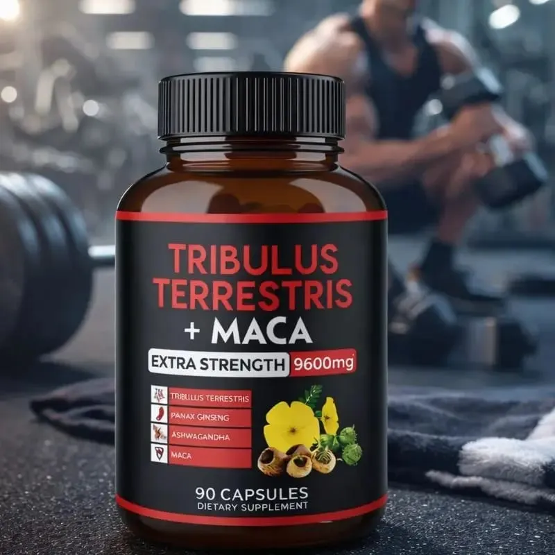 Tribulus Terrestris + Maca Root Extract Supplement understøtter energivitalitet Naturlig urtesundhed Ikke-GMO 90 veganske kapsler — image 1