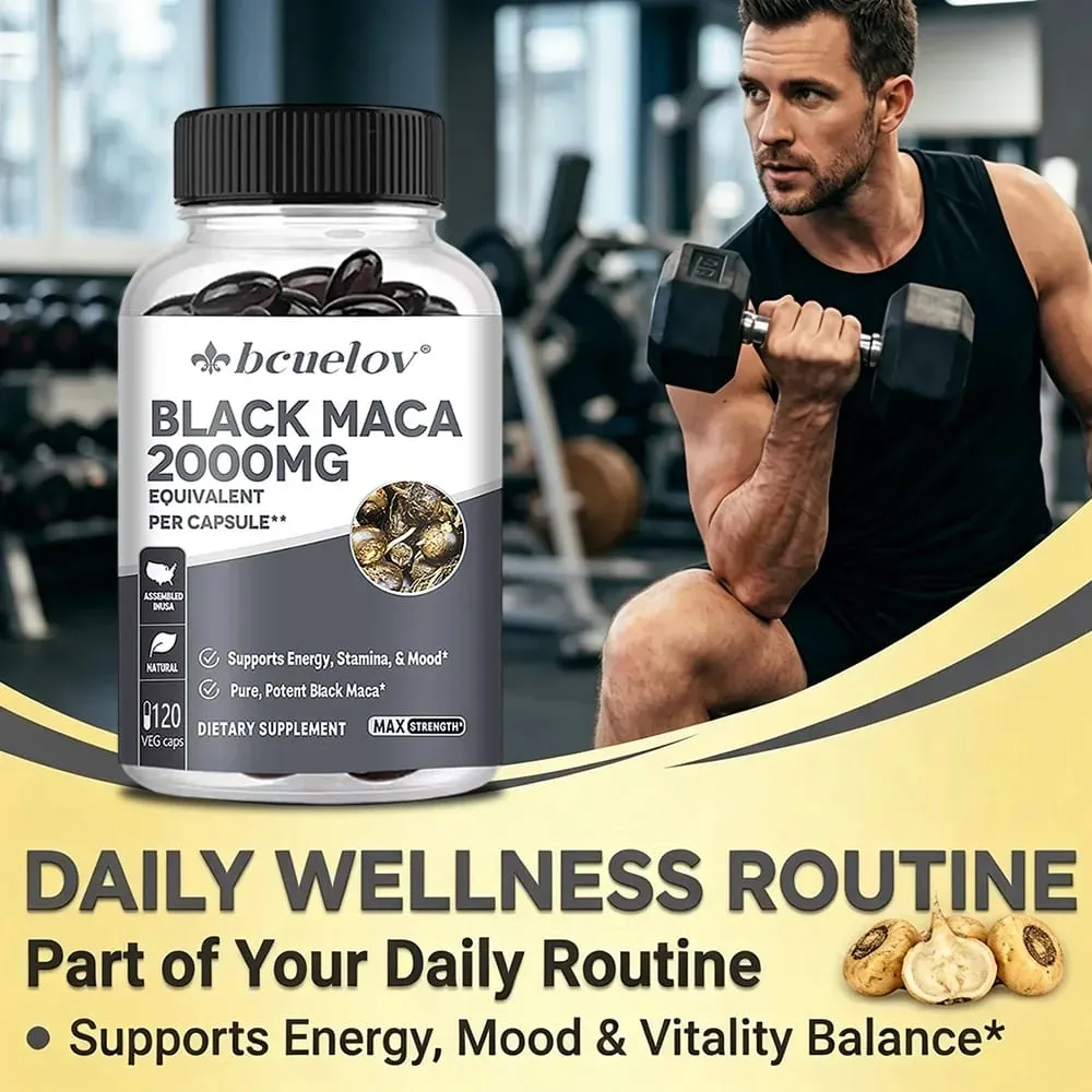 Black Maca Capsules 20000mg - Supports Brain Function Promotes Muscle Growth & Recovery Super Absorption Improve Vitality — image 6