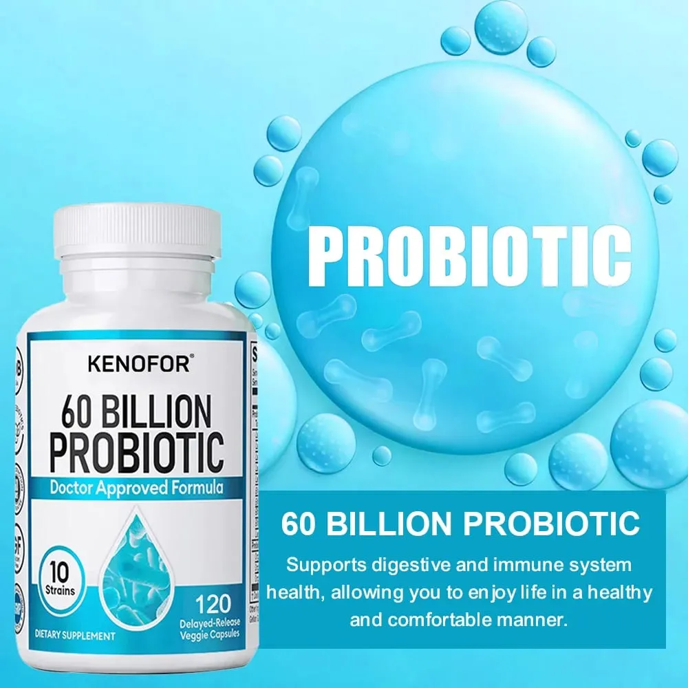 60 Billion Probiotic Supplement - 10 Unique Strains + Organic Prebiotics - Immune System Boosting Support Gut & Digestive Health — image 2
