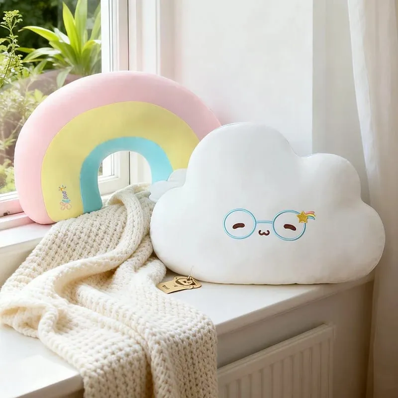 Yaratıcı Hava Serisi Gökkuşağı Bulut Peluş Yastık Yumuşak Sevimli Karikatür Kawaii Dolması Bebek Çocuklar Için kanepe yastığı Ev Dekor — image 3
