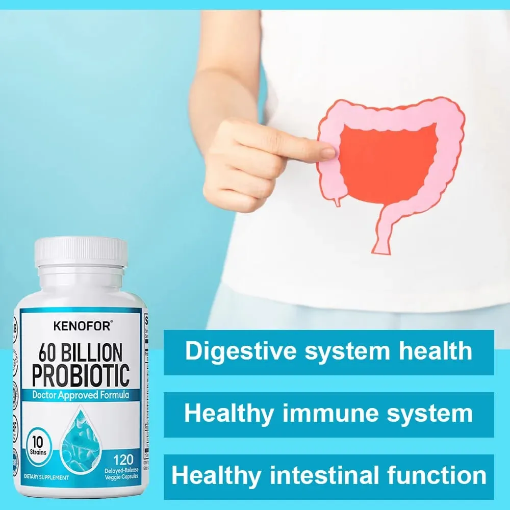 60 Billion Probiotic Supplement - 10 Unique Strains + Organic Prebiotics - Immune System Boosting Support Gut & Digestive Health — image 3