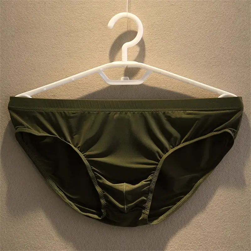 2 stücke Big Pouch Nylon Männer Unterwäsche Slips Eis Seide Männlichen Nahtlose Unterhosen Low-Taille Dünne Höschen Plus größe — image 9
