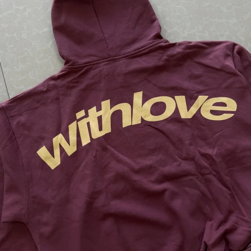 ‘withlove’ Print Hoodies Hip Hop Street Style Men's / Women's Casual Loose Sweatshirt Quality Cotton Pullover Tops — image 3