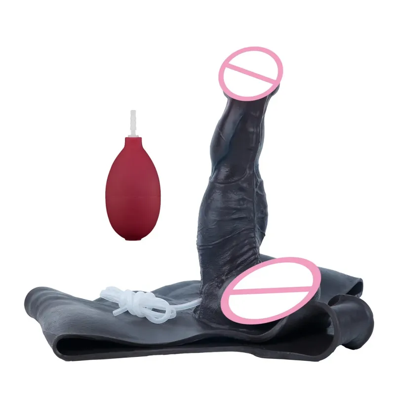 Black Nude Strapon Big Realistic Ejaculation Dildo Silicone Squirting Panties With Simulated Solid Penis Sex Toy For Women