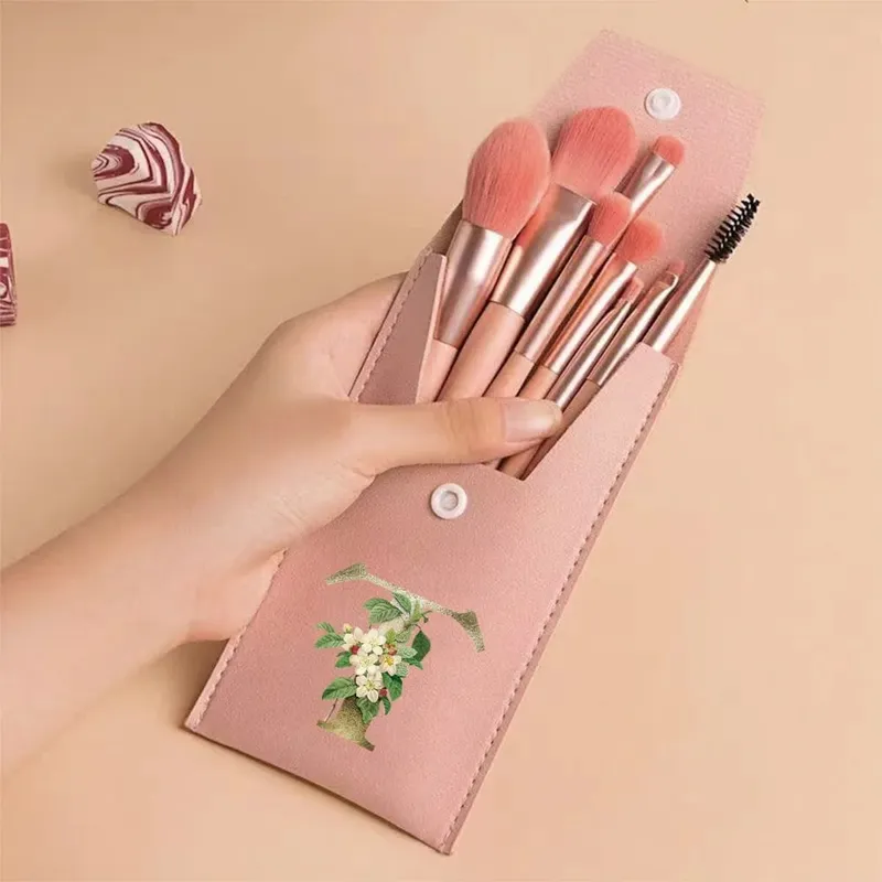 Beginners Makeup Brushes Set - Soft Fluffy Brushes For Face & Eye With PU Bag Ideal For Makeup Artists Golden Flower Pattern — image 22