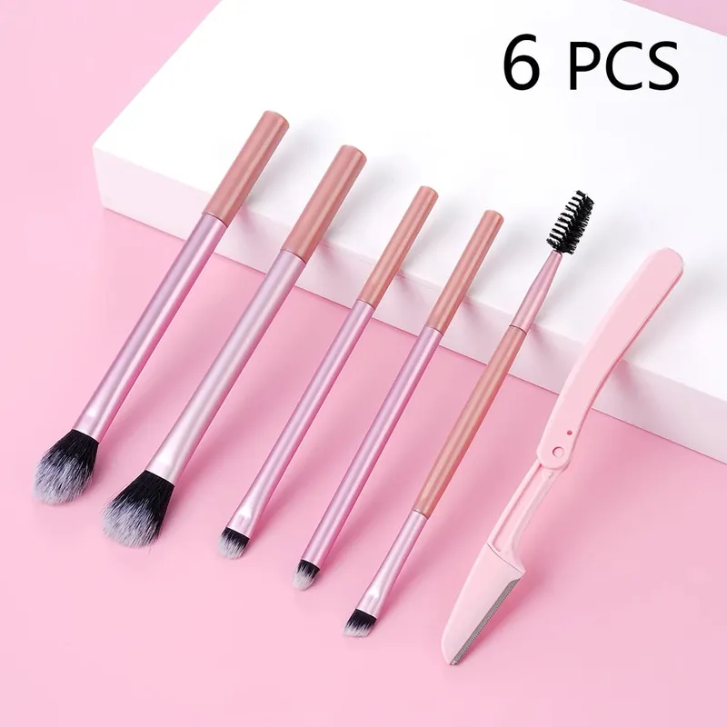 7 PCS Makeup Brush Set For Eyeshadow & Liner Include Professional Eye Makeup Brushes Eyebrow Razor Silicone Eyeliner Stencils — image 8