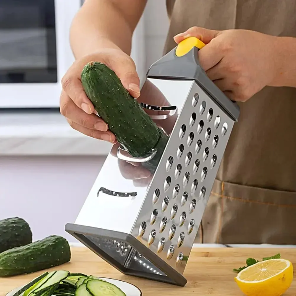 4-Sided Boxed Grater Sturdy Vegetable Peeling Tool Silver Color Multi-face Grater — image 6