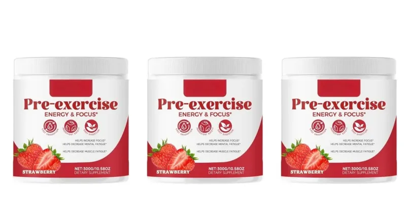 Docteat Pre Workout Powder Strawberry Energy & Focus Support Beta-Alanine L-Citrulline Rhodiola 300g 30 Servings Drink Mix