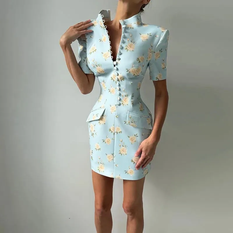 Elegant Women's Dress V-neck Short Sleeve Single Breasted Solid Female Long Dresses 2026 Summer Fashion Sexy New Chic Lady Robe — image 9