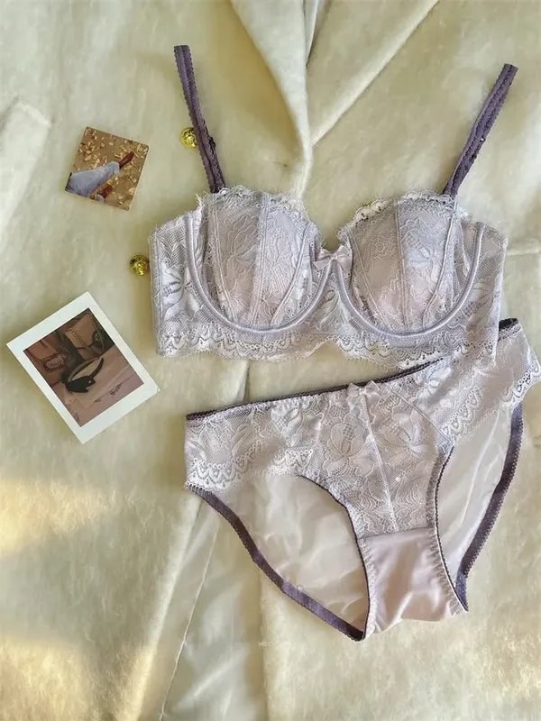 French Half Cup Rabbit Ear Bra Set Hot Sale Strapless Non‑Slip Minimizer Side Support Anti‑Sag 32‑38 Women Lingerie