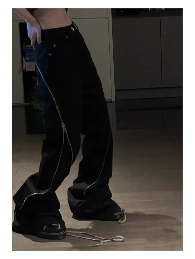 High Street RO Style Jeans Pants Men's Five Star Mang Ribbon Rotating Large Zipper Floor Pulling Horn Denim Streetwear Pants — image 5