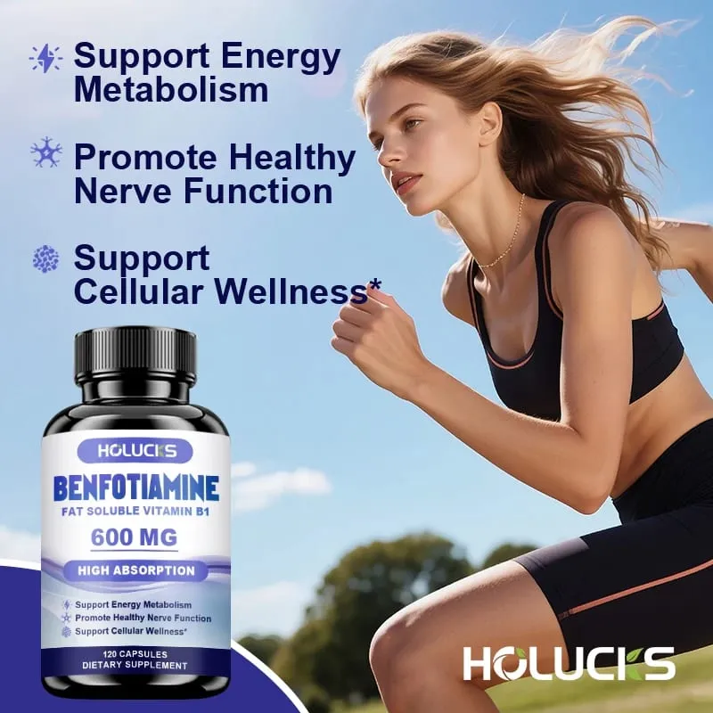 Benfotiamine 600mg | Superior Absorption Vitamin B1 for Energy Metabolism & Nerve Health | 120 Capsules Dietary Supplement — image 2