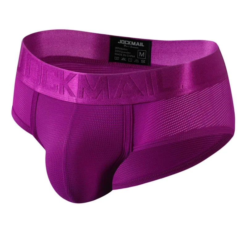 Jockmail Mens Underwear Briefs Mesh Breathable Sports Fitness Shorts Solid Color Sexy Low-rise Lingeries for Extreme Panties — image 10