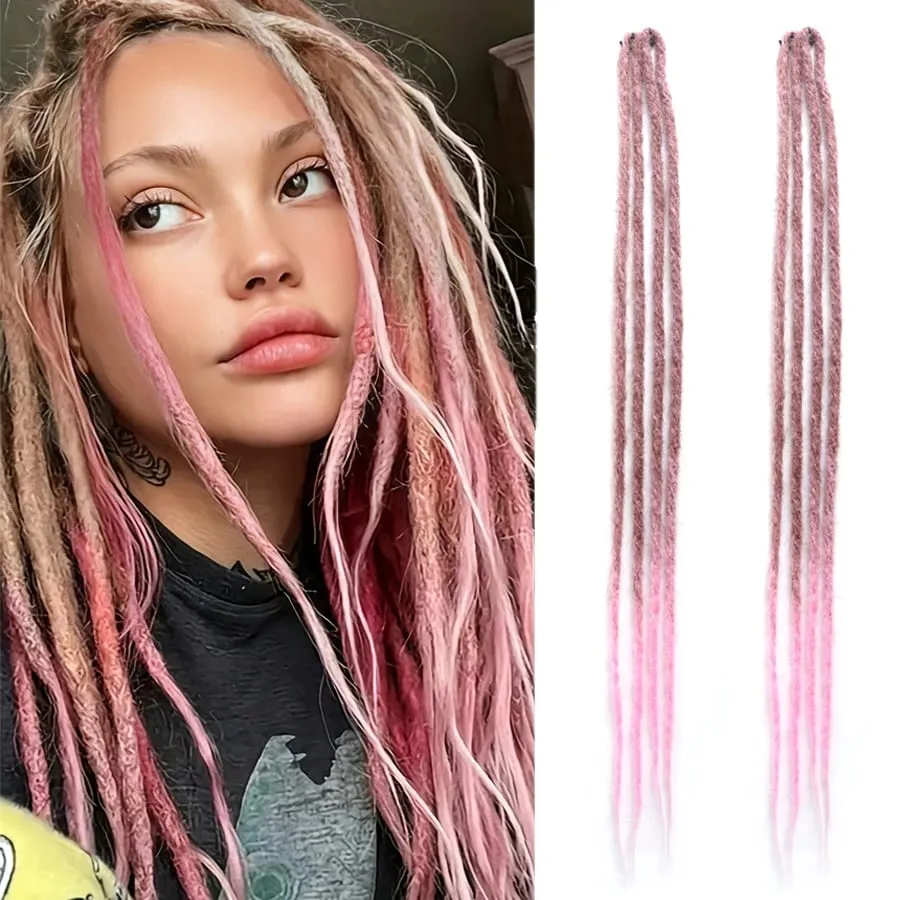 2Pcs 24"Clip‑in Synthetic Braided Hair Extensions with BB Clips Handmade Crochet Hair Pieces for Cosplay Hip‑Hop Festival — image 2