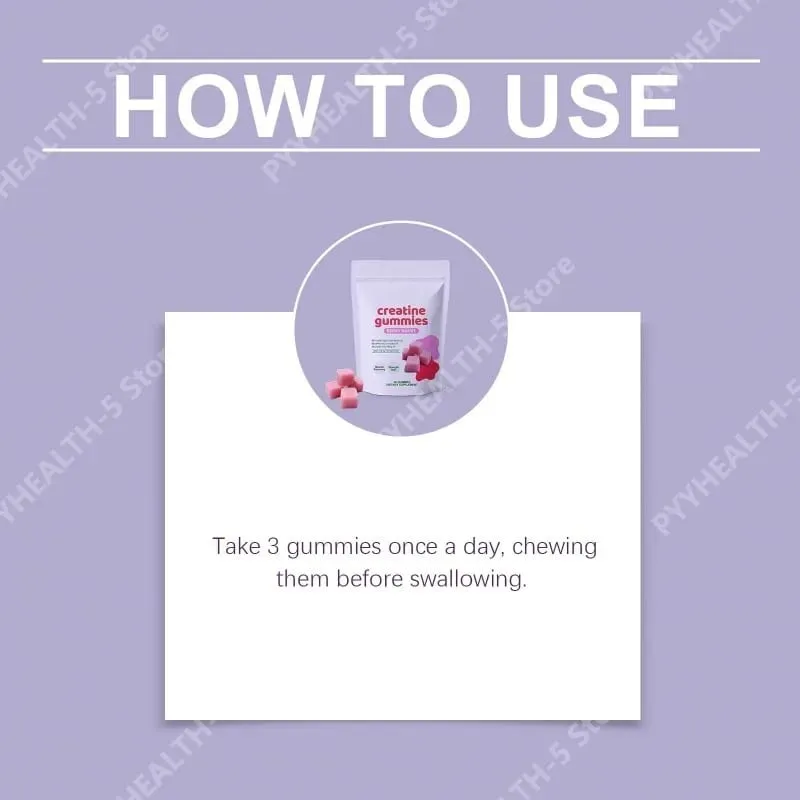 Creatine Gummies Chewable Gummy Supplement for Daily Support Serving 3 Gummies Total 60 Gummies — image 6