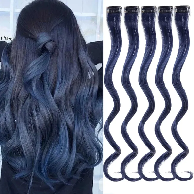 Colorful Hair Extensions Wavy Accessories Party Highlights Clip on Synthetic Rainbow Wigs Children's Favorite Gift (5 pieces ) — image 9