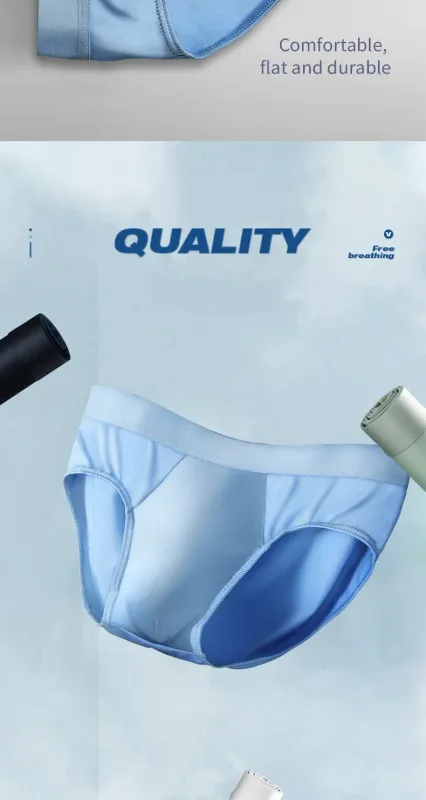 3PCS men's ice - silk underwear. Thin - style for summer, with U - convex briefs. Breathable, solid - colored shorts — image 18