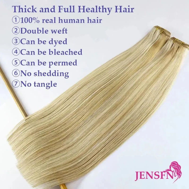 Straight 100% Real Human Hair Weft Bundles Extensions 50g/Pcs 16"-24" Remy Natural Hair Sew In Weaves Brown Blonde Color — image 2