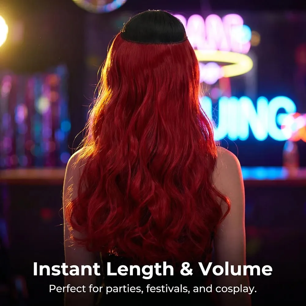 26" Invisible Wire Hair Extensions Curly Burgundy No Clip Synthetic Hairpiece Women Natural Heat Resistant Fiber Hairpieces — image 2