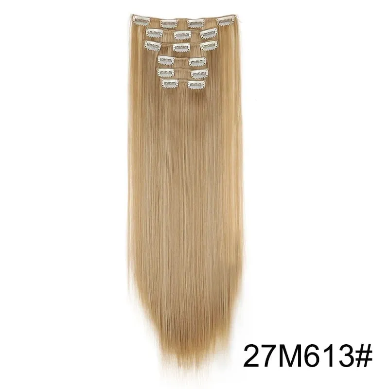 24Inch Synthetic 6pcs/set Long Straight Hair Extension Increasing Volume Extending Soft Comfortable Hairpiece for Women