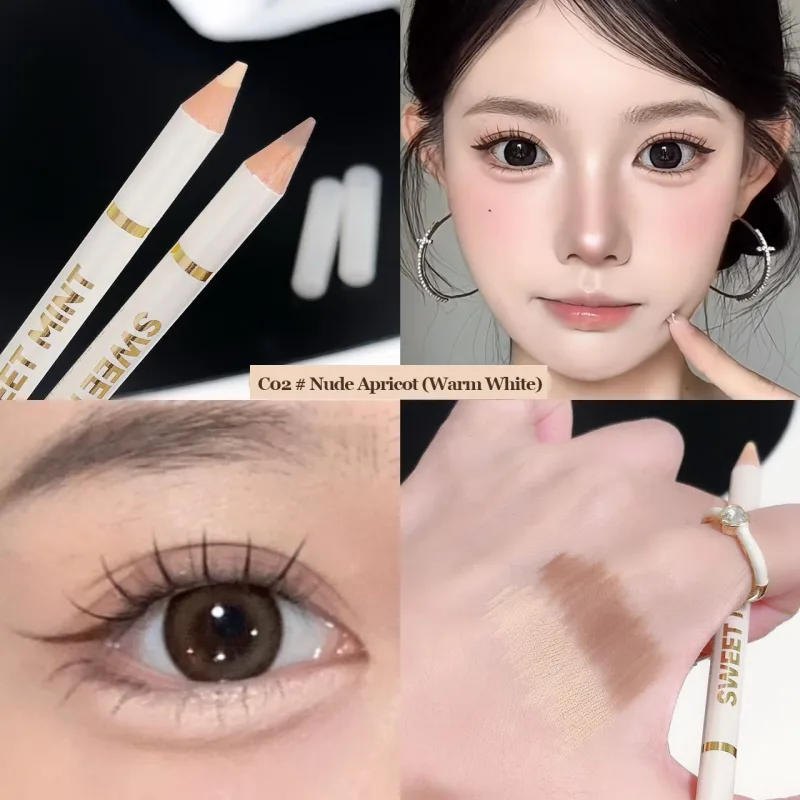 Dual End Aegyo-Sal Makeup Pen Nude Apricot Brown Under Eye Highlight & Shadow Pencil Natural Contour Brightening Eye Liner