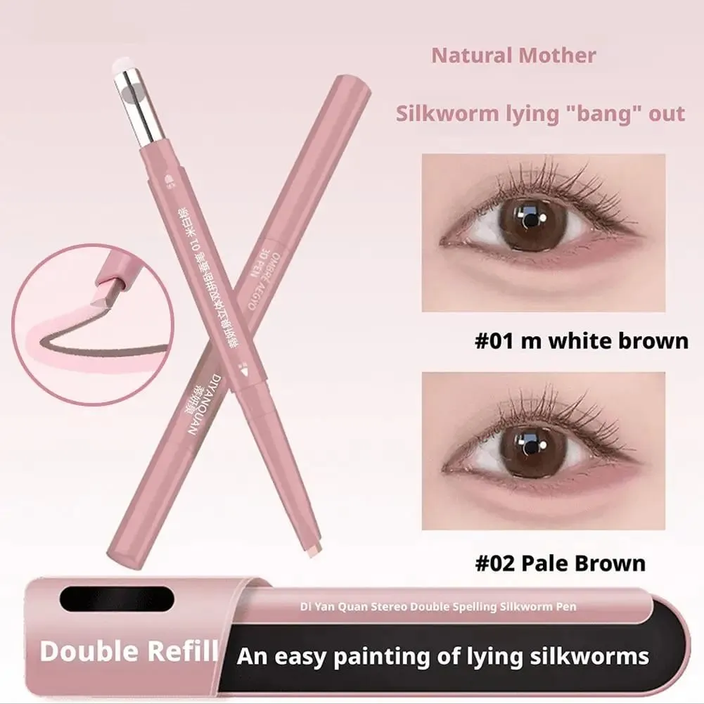 2 In 1 Double Ended Lying Silkworm Pen Two-tone Natural Under Eye Highlighter & Shadow Stick For Korean Makeup — image 2