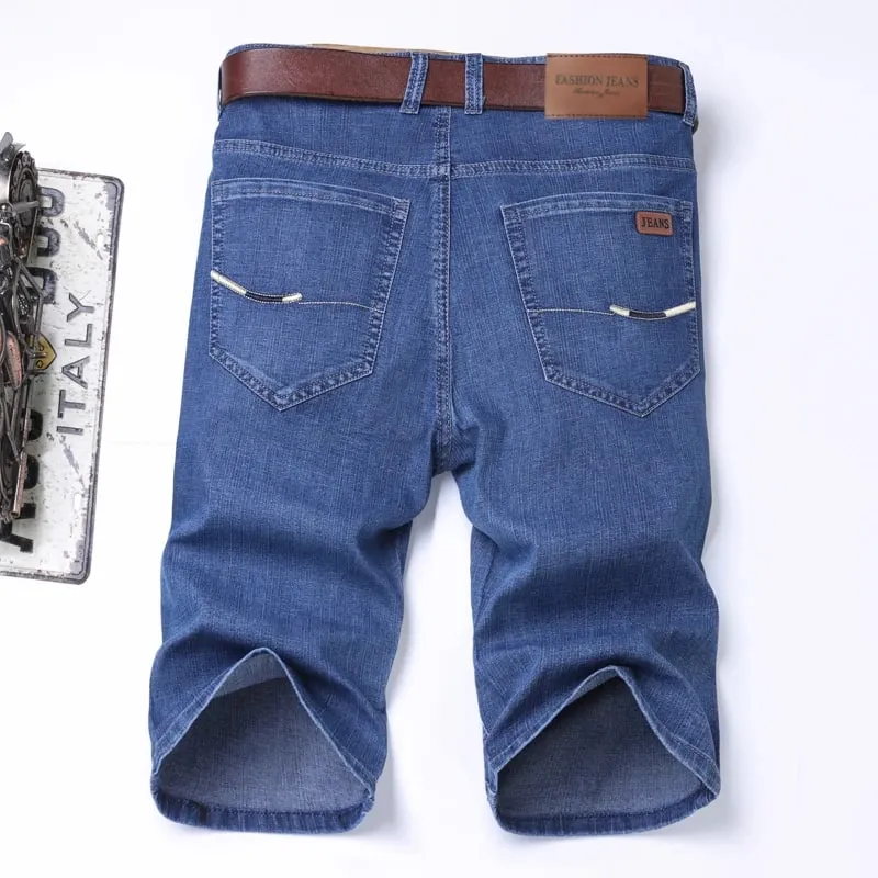 Summer Shorts Jeans Men Denim Pants Stretch Dark Blue Fashion Design Men's Jeans Slim Straight Male Short Jeans Hombre — image 9