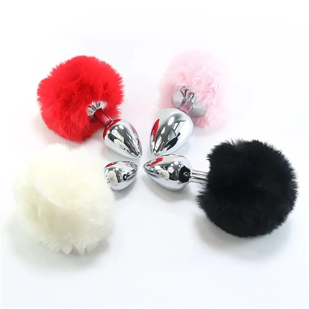 Plush Silicone Rabbit Tail Butt Plug Vibrator Dildo Prostate Massager Sex Toy Men Women Adult Reusable — image 2