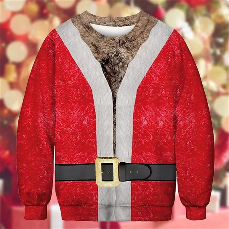Christmas Ugly Sweater Funny 3D Printing Muscle Pattern Sweatshirts For Men New Fashion Pullover Party Cosplay Costume Xmas Gift — image 10