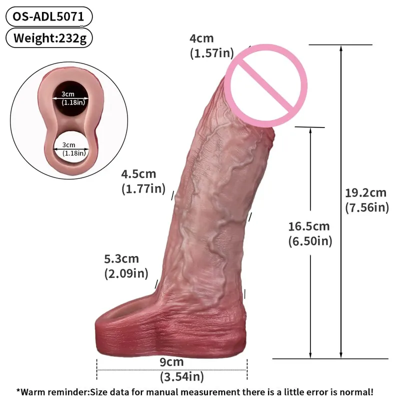 7.2in Realistic Penis Sleeve Reusable Penis Sleeve with Cock Ring Silicone Penis Enlarger Sleeve Male Adult Sex Toy for Men — image 27