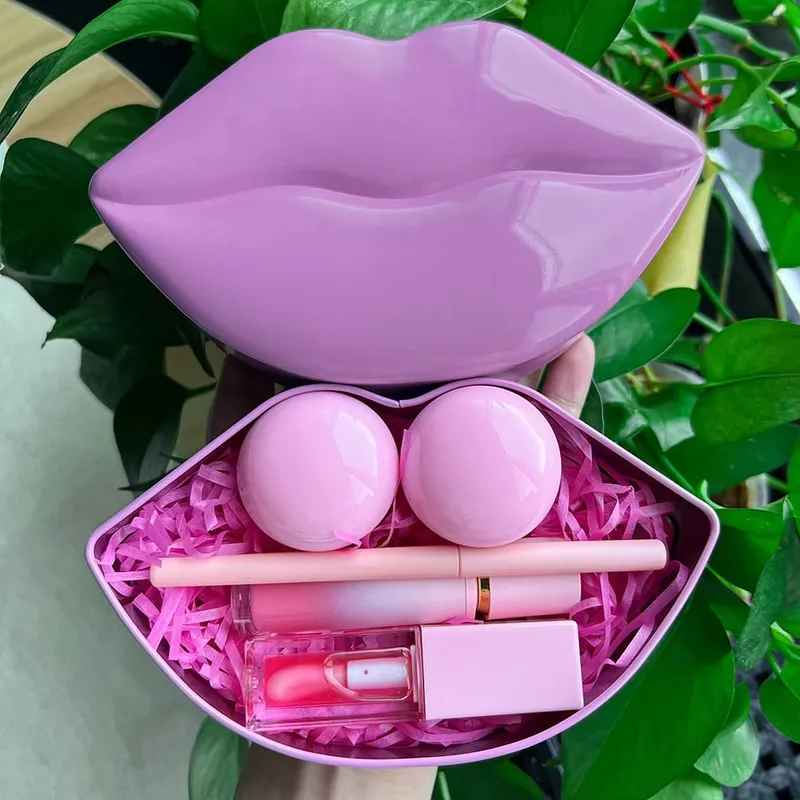 Set trucco labbra vegano 5 in 1 Set maschera olio lucida Liner Scrub Etichetta privata Logo personalizzato Fornitura all'ingrosso all'ingrosso per rivenditori — image 3
