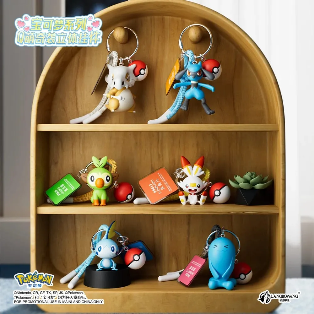 Genuine Pokemon Scorbunny Keychain Grookey Riolu Sobble Wobbuffet Cubone Anime Action Figure Toy Keyring Fragrance Pendant Gift — image 1