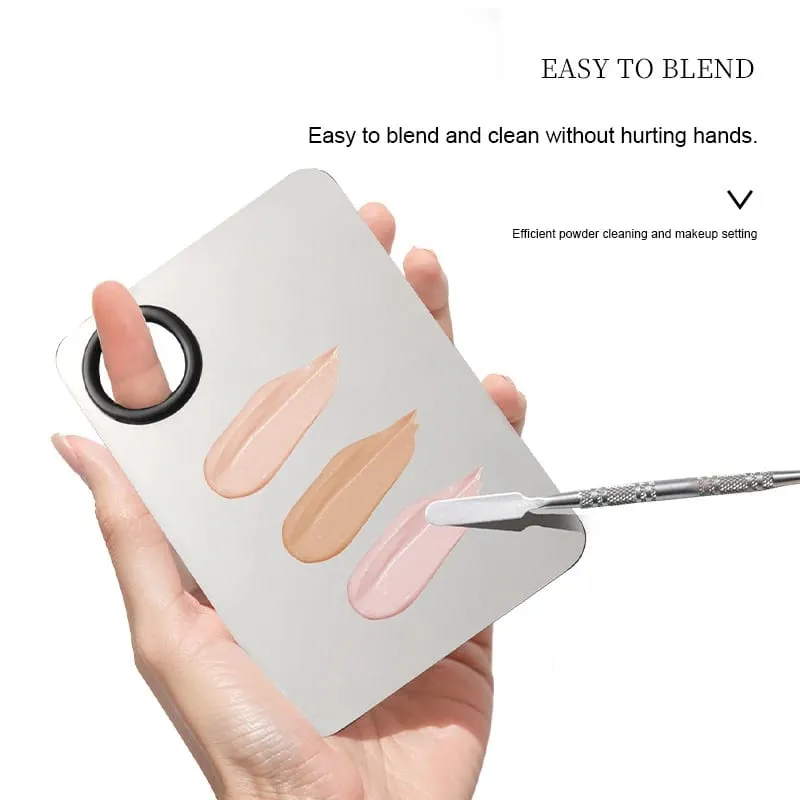 Makeup Mixing Palette KissDate Makeup Spatula Palette with Foundation Spatula Stainless Steel Makeup MixingTray Nail Art Palet