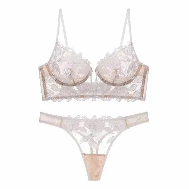 Women Lace Lingerie Set Elegant Sexy Bra Set See Through Underwear Ventilate Ladies Bra and Panty Set