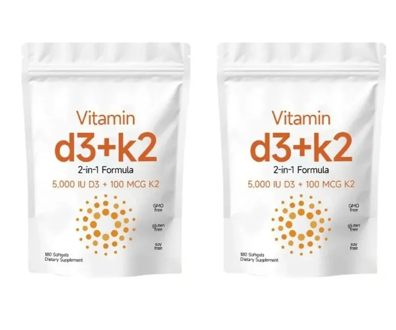 2-in-1 Vitamin D3+K2 Capsules with 5 000 IU D3 and 100mcg K2 180 Count Diet Supplement Maintain Daily Health & Enhance Immunity — image 8