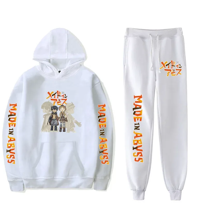 Harajuku Comfortable Made in abyss Print Sweatshirt Sweatpants Suit Men/Women Hoodies+ Trousers Suit Cute 2 Piece Set Clothes — image 3
