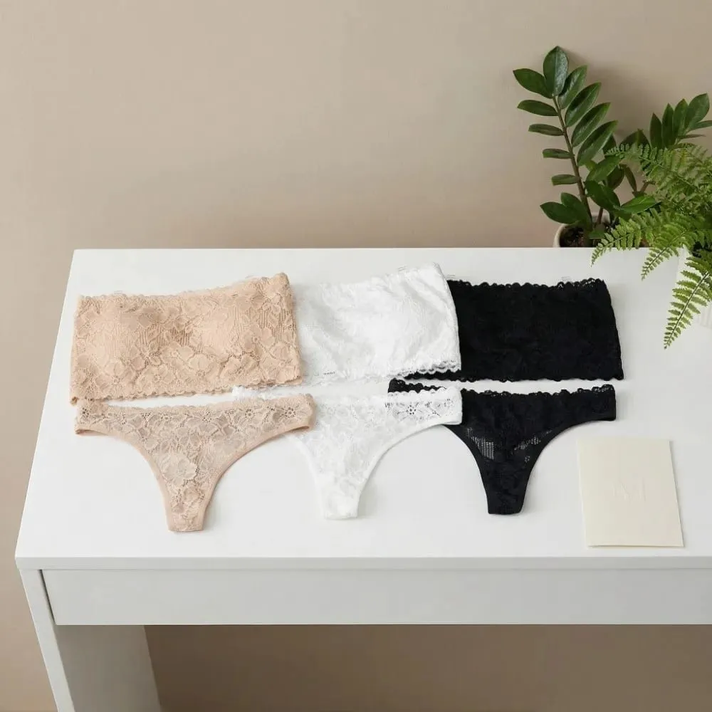 Lace Sheer Flower Thong Bra Set Invisible Straps Embroidery Floral Panties Bra Kit Transparent Lingerie Underwear for Women — image 7