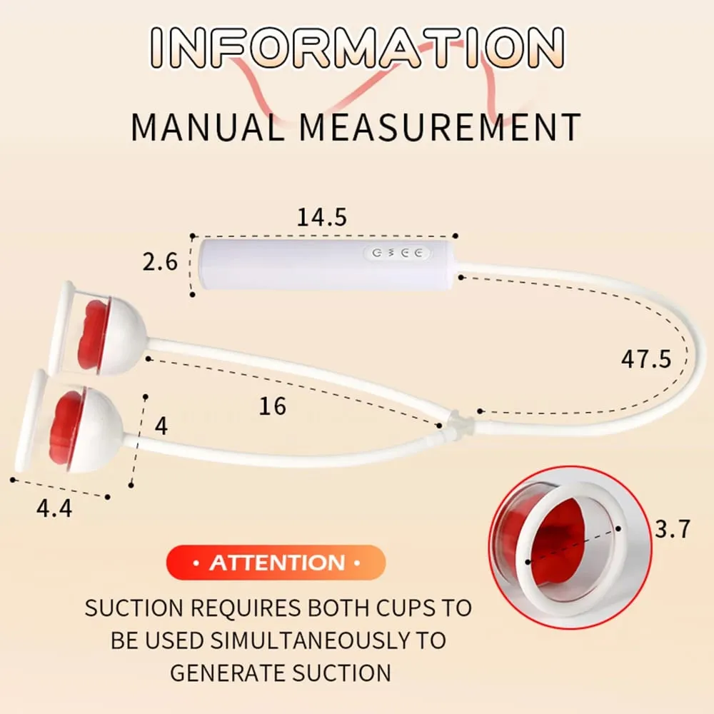 Greedy Double-cup Sucking Vibration Breast Pump Breast Massager Chest Masturbator Nipple-licking Suction Cup Adult Sex Toys — image 4